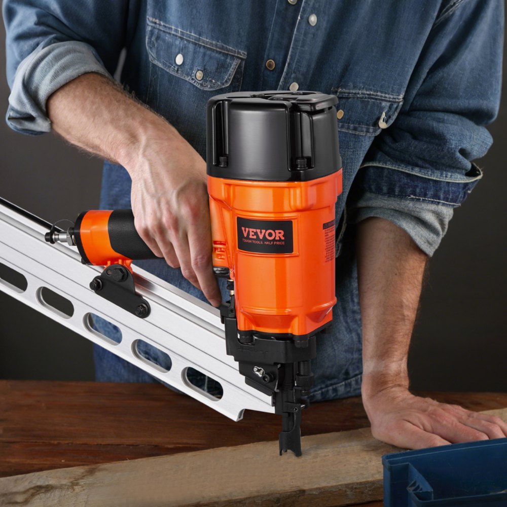 VEVOR Framing Nailer, 2" to 3-1/2" 21 Degree Full Round Head Pneumatic Framing Nailer with Dual Trigger Modes &