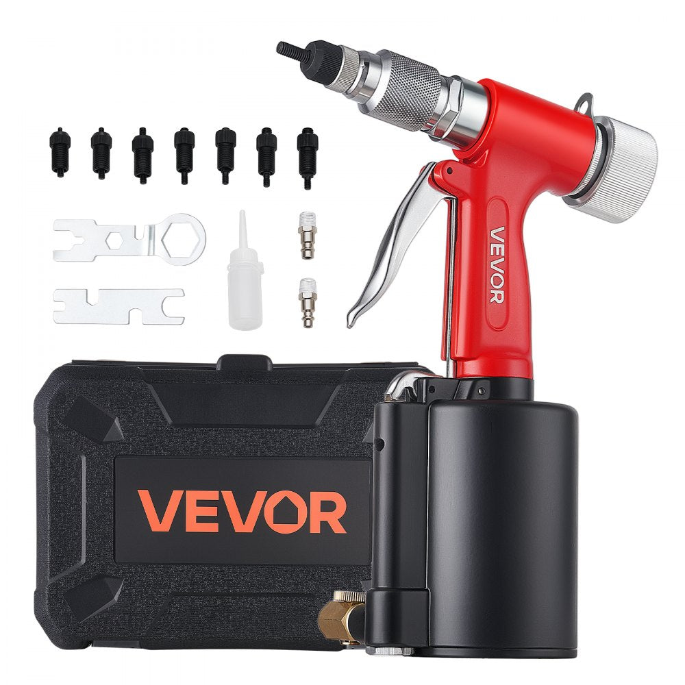 VEVOR Pneumatic Rivet Nut Gun Kit with 8PCS SAE & Metric Gun Heads, M4 M5 M6 M8 M10 1/4" 5/16" 3/8", 2680LBS Force, Air