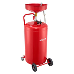 VEVOR 25 Gallon Waste Oil Drain Tank, Air Operated Portable Oil Drainer with Adjustable Funnel Height, Industrial Fluid
