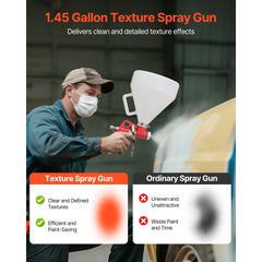 VEVOR Air Texture Spray Gun, 1.45 Gallon Air Hopper Spray Gun, Professional Drywall Texture Painting Sprayer with 3