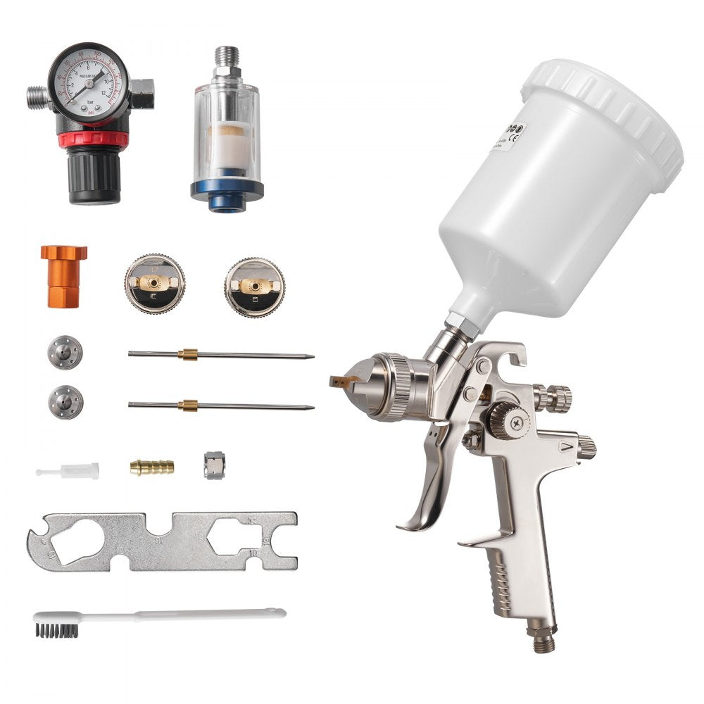 VEVOR LVLP Air Spray Gun, Gravity Feed Paint Sprayer Gun with 3 Nozzles (1.3/1.4/1.7mm), 600ml Capacity Automotive