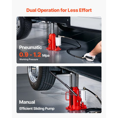 VEVOR Air Hydraulic Bottle Jack, 20 Ton (44092 lbs) Capacity, 10.2-19.5 Inch Lifting Range, Pneumatic/Manual Heavy Duty