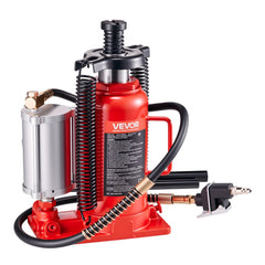 VEVOR Air Hydraulic Bottle Jack, 20 Ton (44092 lbs) Capacity, 10.2-19.5 Inch Lifting Range, Pneumatic/Manual Heavy Duty