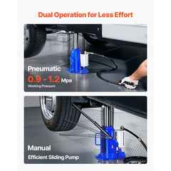 VEVOR Air Hydraulic Bottle Jack, 20 Ton (44092 lbs) Capacity, 10.2-19.5 Inch Lifting Range, Pneumatic/Manual Heavy Duty
