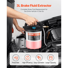 VEVOR Brake Bleeder Kit, 3L Brake Fluid Extractor with 1L Siphon Refilling Bottle & 13 Hose Connectors, Complete Brake