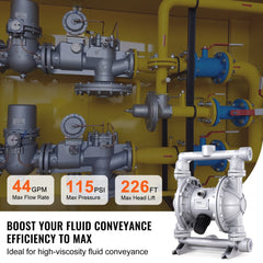 VEVOR Air Operated Double Diaphragm Pump, 44GPM, Max 115PSI Air Waste Oil Pneumatic Transfer Pump with 2 Extra