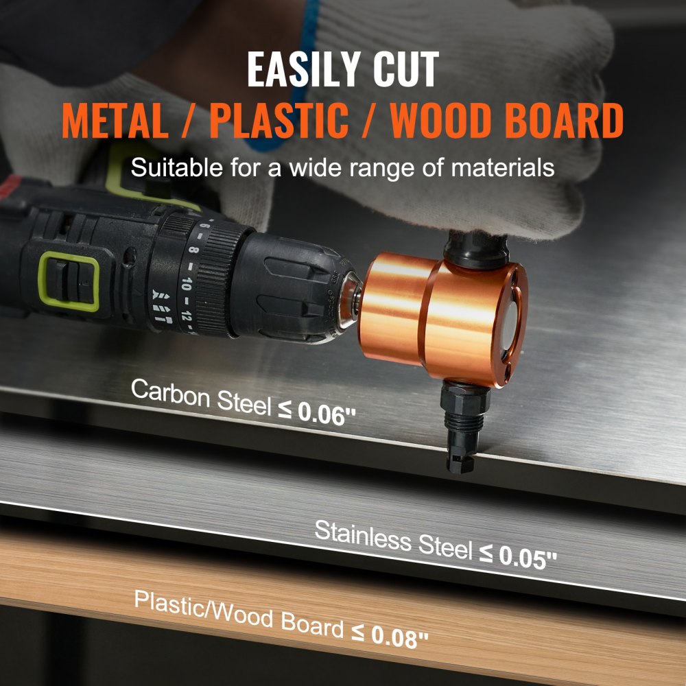 VEVOR Double Head Sheet Metal Nibbler Cutter, 360 Degree Metal Nibbler Drill Attachment with Extra Punch and Die