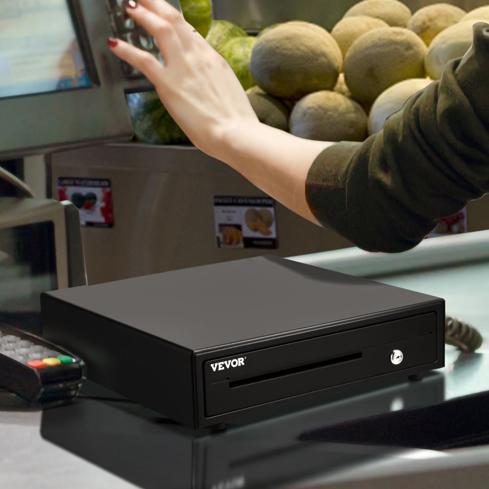 Cash Register Drawer, 13" 12 V, for POS System with 4 Bill 5 Coin Cash Tray, Removable Coin Compartment & 2 Keys