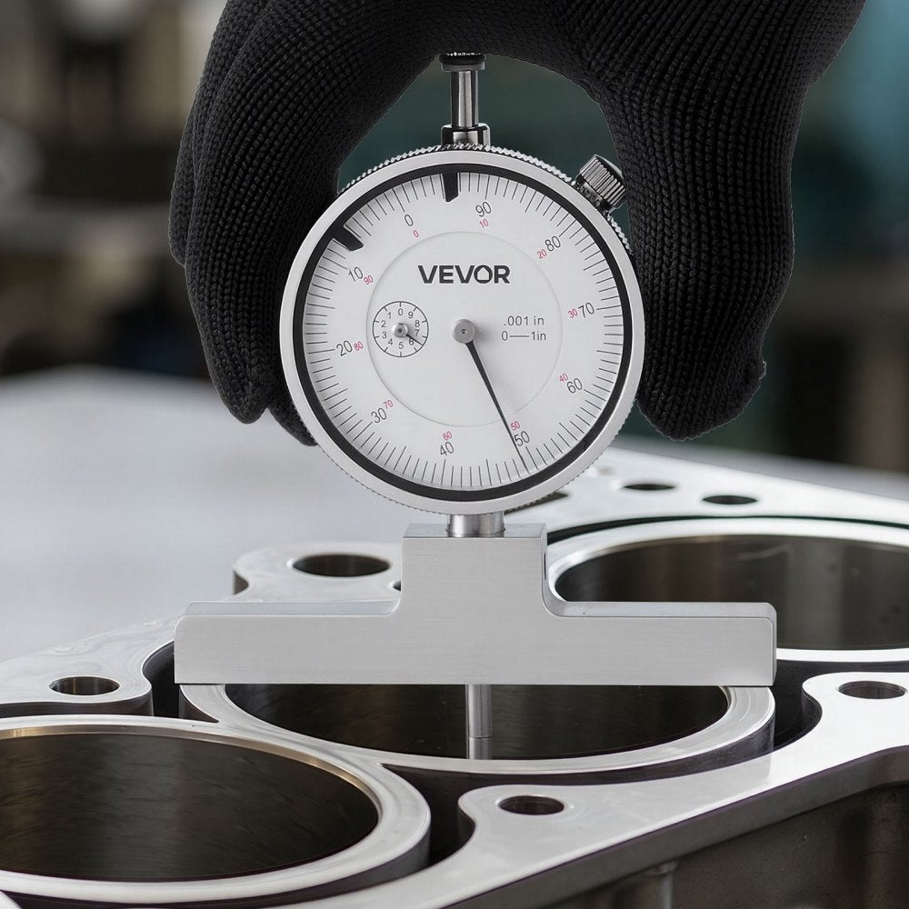 VEVOR Depth Gauge, Depth Micrometer 0-22 inch Measuring Range, 0.001" Resolution, with 4 Anvils & 6 Standard Rods
