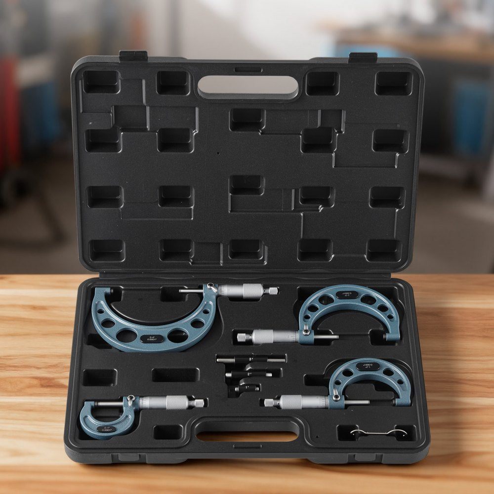 VEVOR 4 PCS Micrometer Set, 0-1"/1-2"/2-3"/3-4" Machinist Outside Micrometer, Ultra-Precision 0.0001 Accuracy