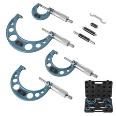 VEVOR 4 PCS Micrometer Set, 0-1"/1-2"/2-3"/3-4" Machinist Outside Micrometer, Ultra-Precision 0.0001 Accuracy