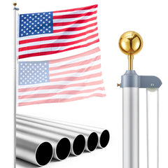 VEVOR Flag Pole, 20ft Heavy Duty Sectional Flagpole Kit for Outside House In Ground, Extra Thick Outdoor Aluminum