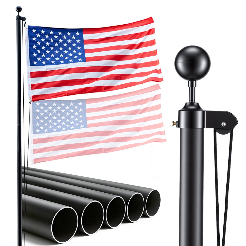 VEVOR Flag Pole, 20ft Heavy Duty Sectional Flagpole Kit for Outside House In Ground, Extra Thick Outdoor Aluminum