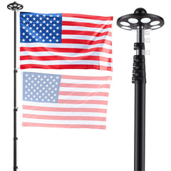 VEVOR Flag Pole, 25ft Heavy Duty Telescopic Flagpole Kit with 136 LED Solar Light for Outside House In Ground, Outdoor