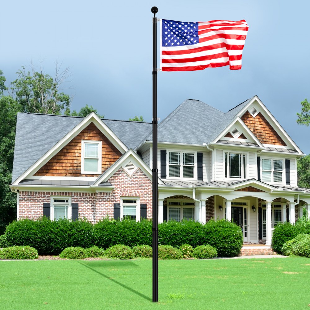 VEVOR 20FT Telescoping Flag pole Kit, Heavy Duty Aluminum Alloy in Ground Flag Poles for Outside, 3 Display Modes
