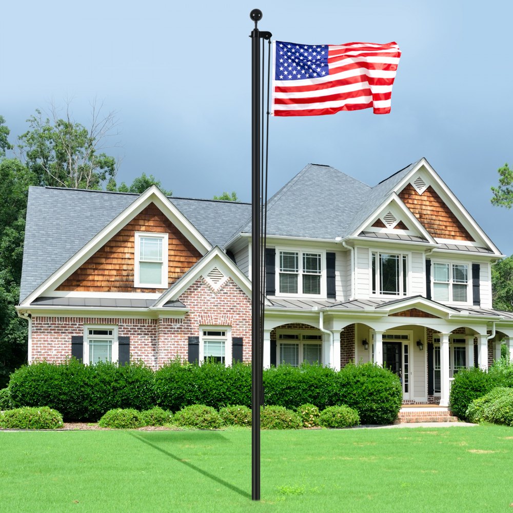 VEVOR 25FT Sectional Flag pole Kit, Heavy Duty Aluminum Alloy in Ground Flag poles for Outside, 3 Display Modes