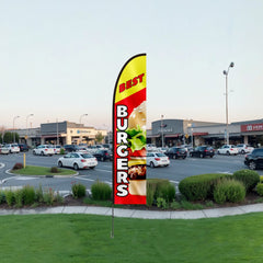 VEVOR Burger Restaurant Advertising Feather Flag with Pole Kit, Advertising Flags for Business Outside, Includes 1