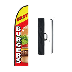 VEVOR Burger Restaurant Advertising Feather Flag with Pole Kit, Advertising Flags for Business Outside, Includes 1