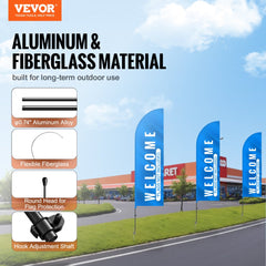 VEVOR Feather Flag Pole Kit, 2 Packs Swooper Flag Pole 12.7 ft, Sign Flag Poles for Business Advertising Flags Outdoor