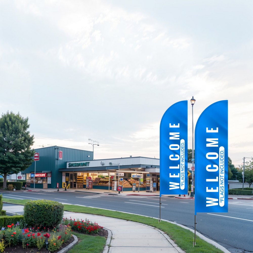 VEVOR Feather Flag Pole Kit, 2 Packs Swooper Flag Pole 12.7 ft, Sign Flag Poles for Business Advertising Flags Outdoor