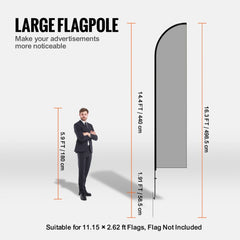 VEVOR Feather Flag Pole Kit, 2 Packs Swooper Flag Pole 16.3 ft, Sign Flag Poles for Business Advertising Flags Outdoor