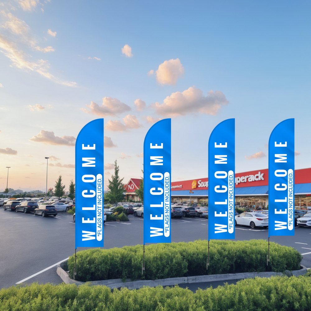 VEVOR Feather Flag Pole Kit, 2 Packs Swooper Flag Pole 16.3 ft, Sign Flag Poles for Business Advertising Flags Outdoor
