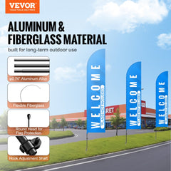 VEVOR Feather Flag Pole Kit, 3 Packs Swooper Flag Pole 16.3 ft, Sign Flag Poles for Business Advertising Flags Outdoor
