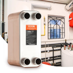 VEVOR Heat Exchanger, 5"x 12" 80 Plates Brazed Plate Heat Exchanger, Copper/316L Stainless Steel Water To Water Heat