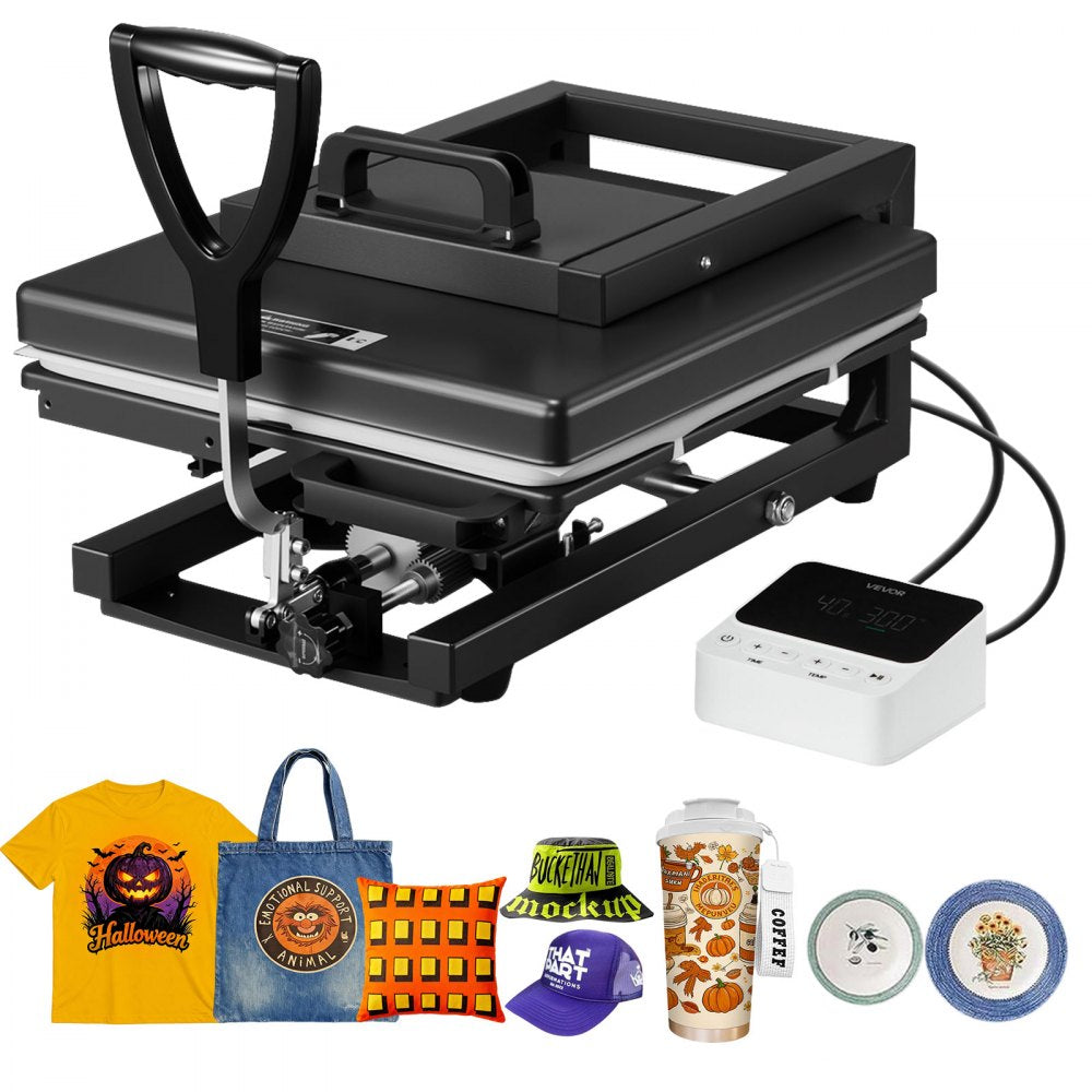 VEVOR Hybrid Heat Press, 15 x 15 inch, 5-in-1 Multifunction, Heat Up Fast and Even, All-New Patented Design, Easy to
