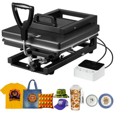 VEVOR Hybrid Heat Press, 15 x 15 inch, 5-in-1 Multifunction, Heat Up Fast and Even, All-New Patented Design, Easy to
