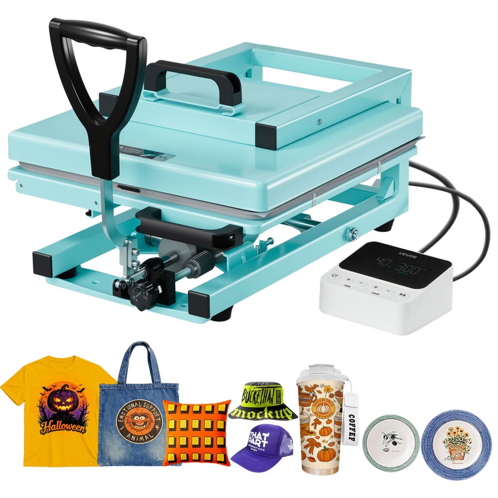 VEVOR Hybrid Heat Press, 15 x 15 inch, 5-in-1 Multifunction, Heat Up Fast and Even, All-New Patented Design, Easy to
