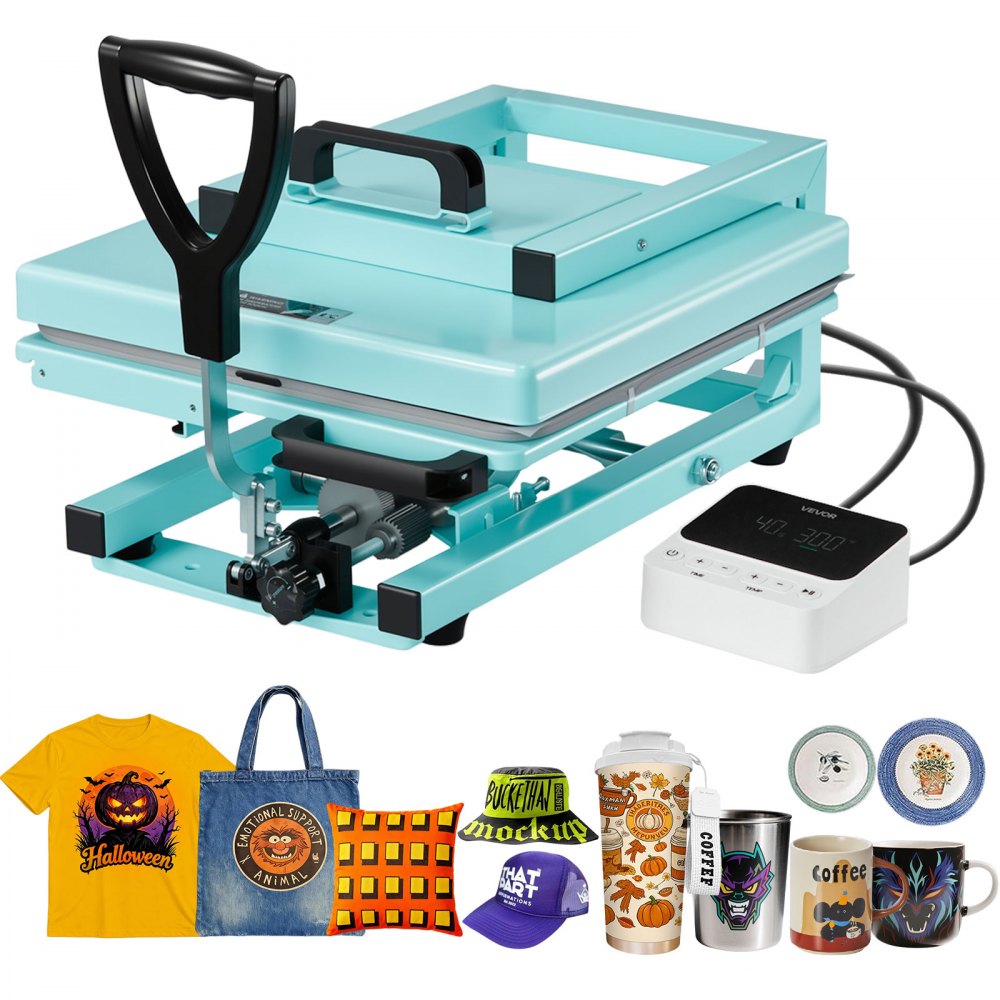 VEVOR Hybrid Heat Press, 15 x 15 inch, 8-in-1 Multifunction, Heat Up Fast and Even, All-New Patented Design, Easy to