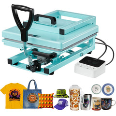 VEVOR Hybrid Heat Press, 15 x 15 inch, 8-in-1 Multifunction, Heat Up Fast and Even, All-New Patented Design, Easy to
