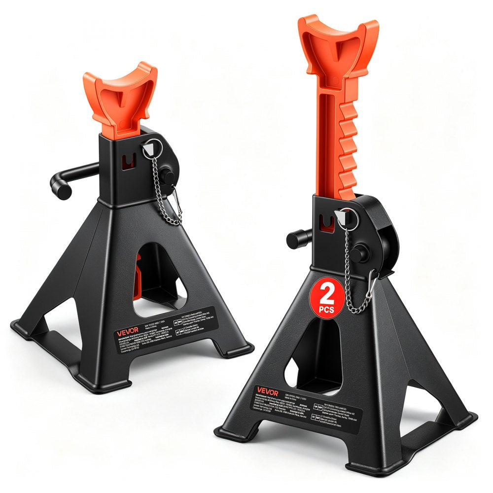 VEVOR Jack Stands, 3 Ton (6,600 lbs) Capacity, 10.8-16.3 in Adjustable Height, Heavy Duty Steel Jack Auto Stands with