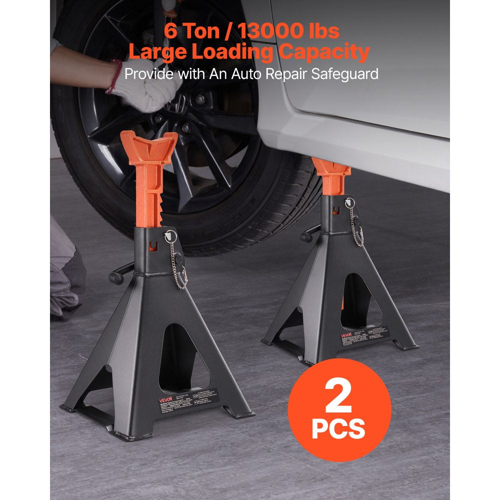 VEVOR Jack Stands, 6 Ton (13,000 lbs) Capacity, 14.6-22.8 in Adjustable Height, Heavy Duty Steel Jack Auto Stands with