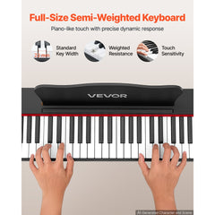 VEVOR Digital Piano 88 Keys Semi Weighted Full Size Keyboard Stand Black, for Beginners, 600 Tones, 600 Rhythms