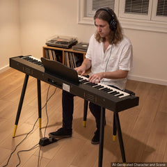 VEVOR Digital Piano 88 Keys Semi Weighted Full Size Keyboard Stand Black, for Beginners, 600 Tones, 600 Rhythms
