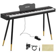 VEVOR Digital Piano 88 Keys Semi Weighted Full Size Keyboard Stand Black, for Beginners, 600 Tones, 600 Rhythms