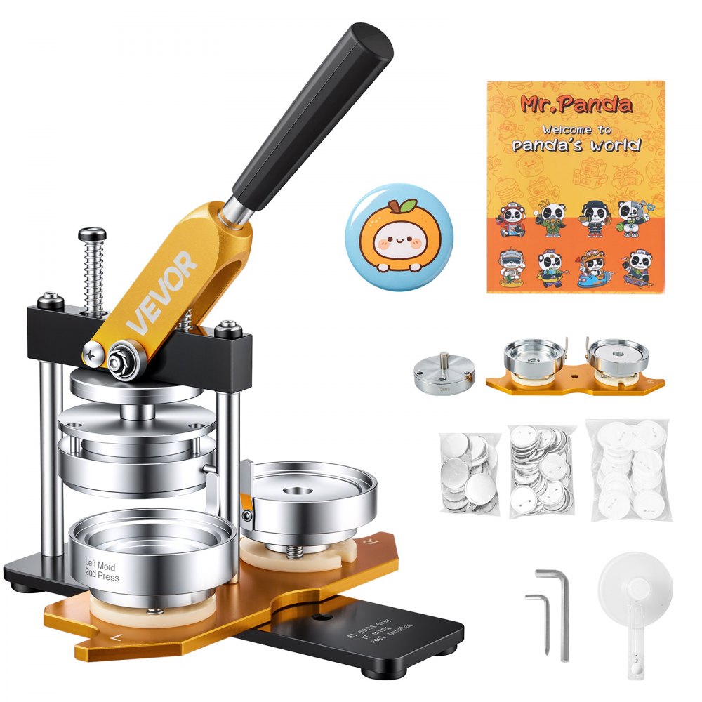 VEVOR Button Maker Machine, 75 mm (3 inch) Badge Punch Press Kit, Children DIY Gifts Pin Maker, Button Making Supplies