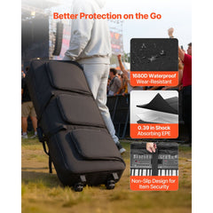 VEVOR 61 Key Keyboard Case, 40.9 x 16.9 x 5.1 in Interior, Padded Rolling Piano Case with Wheels, Sturdy Handle