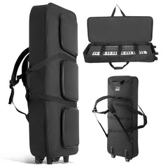 VEVOR 61 Key Keyboard Case, 40.9 x 16.9 x 5.1 in Interior, Padded Rolling Piano Case with Wheels, Sturdy Handle