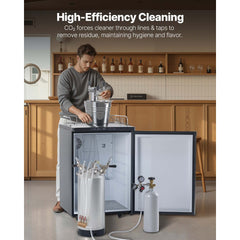 VEVOR Cleaning Keg, 5 Gallon/19L Keg Line Cleaning Kit with 4 D Coupler Connections & Rubber Base, Beer Lines Cleaner
