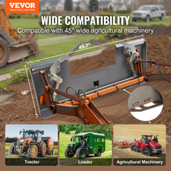VEVOR Skid Steer Attachment Plate, 1/4" Thick Skid Steer Mount Plate with 2.28" Hitch Receiver, 3000 LBS Quick
