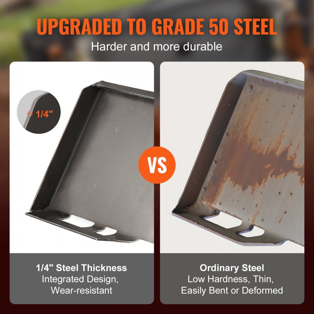 VEVOR Skid Steer Attachment Plate, 1/4" Thick Skid Steer Mount Plate with 2.28" Hitch Receiver, 3000 LBS Quick