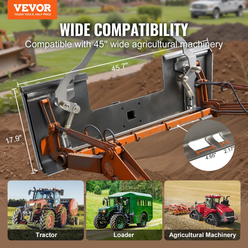 VEVOR Skid Steer Attachment Plate, 3/8" Skid Steer Mount Plate with 2.28" Hitch Receiver, Quick Attachment Loader