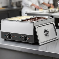 VEVOR 2-Temp Knob Chocolate Melting Machine, 2 Tanks 17.6 Lbs Choc Melter, 1600W Power, Independent Temp Control, Water