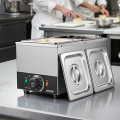 VEVOR Chocolate Melting Machine, 2 Tanks 9 Lbs Choc Commercial Melter, 800W High Power, Water Bath Heating System