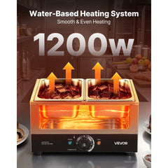 VEVOR Chocolate Melting Machine, 2 Tanks 17.6 Lbs Choc Commercial Melter, 1200W High Power, Water Bath Heating System