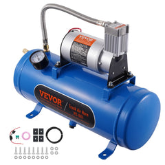VEVOR 12V Air Compressor with Tank 1.6 Gallon/6 L, Train Horn Air Compressor, 120 psi Working Pressure Onboard Air