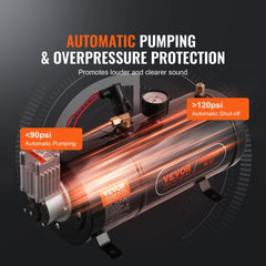 VEVOR 12V Air Compressor with Tank 0.8 Gallon/3 L, Train Horn Air Compressor, 120 psi Working Pressure Onboard Air
